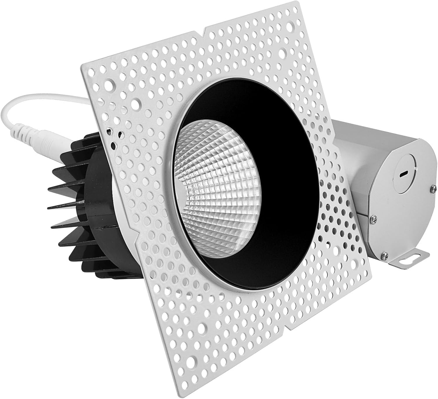 LUXRITE 4-Inch LED Trimless Recessed Spotlight with Black Reflector Trim Replacement 25W, 2000LM, 2700K-5000K, 38° Beam Angle, Dimmable, Push-n-Lock, CRI90, Damp & IC Rated, ETL White + Black
