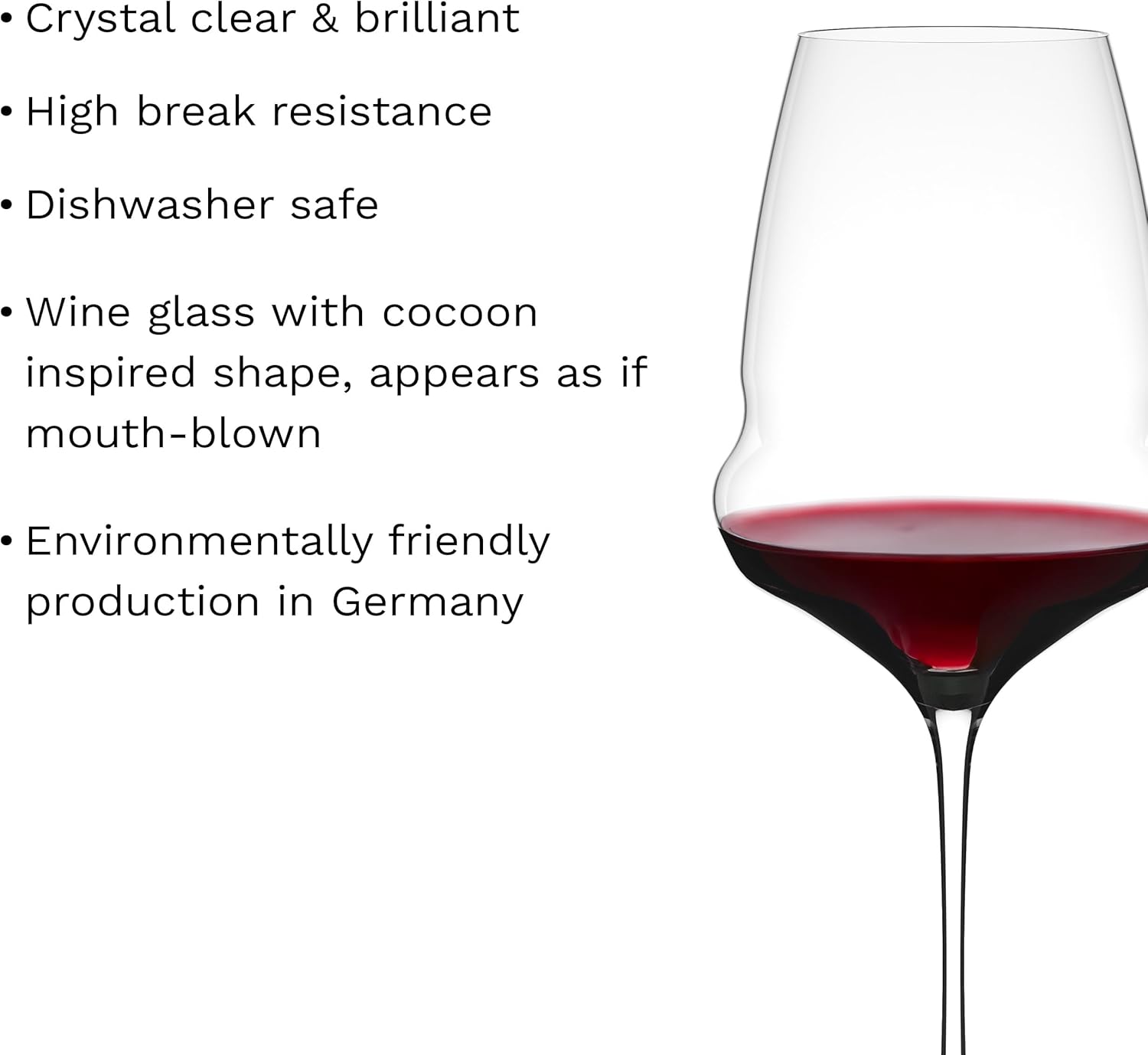 Stölzle Lausitz Bordeaux Red Wine Glasses Set of 6 (Cocoon). Dishwasher Safe Crystal Red Wine Glass (25.25 fl oz). Durable Elegant Wine Glasses - Genuine Stölzle Wine Glass Set