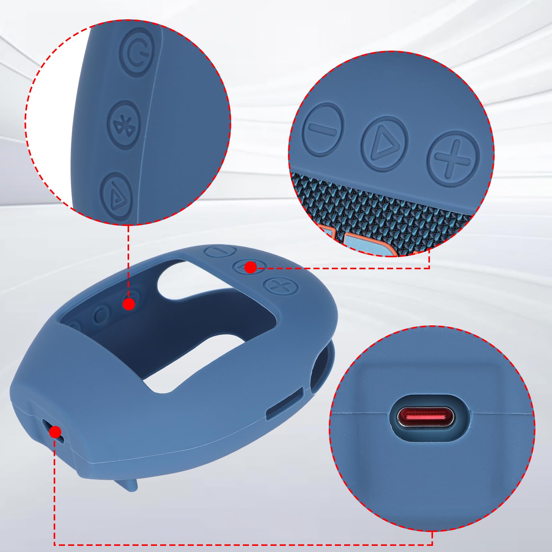 Housse De Protection + étui Transport Pour JBL Clip 5 - Silicone Antichoc + EVA - Sangle Et Poche Filet - Violet Et Gris - 7