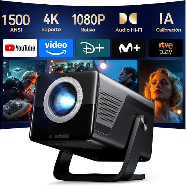 Proyector Inteligente 1080p Nativo 1500 ANSI Soporta 4K Android 14