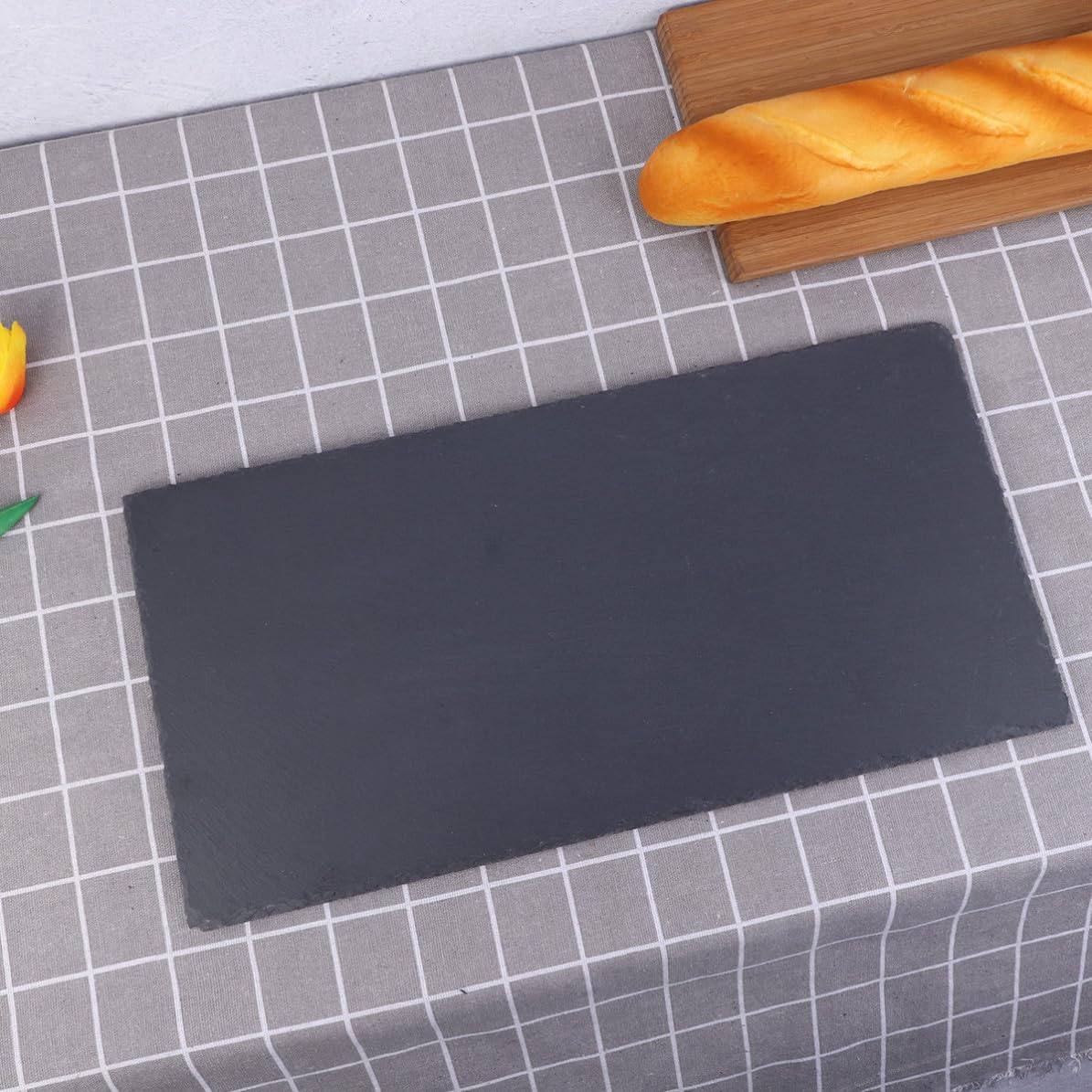 Homoyoyo Plato Rectangular Natural de Piedra, 40x20cm, para Comida