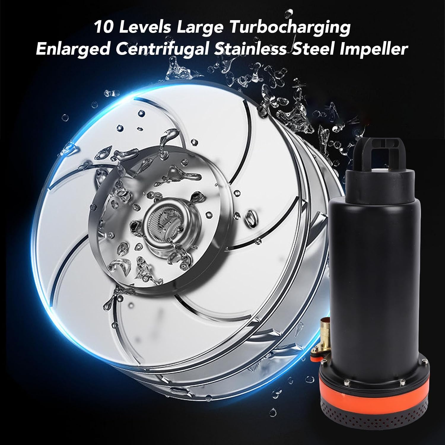 Hilitand Rechargeable Submersible Pump, 280W 8-10M Lift Cordless with Remote Control, for Pool Hot Tub Basement Garden