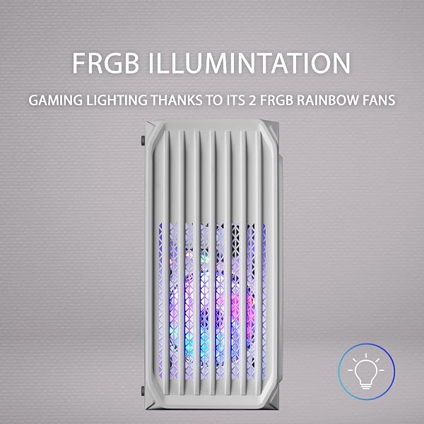 Mars Gaming MC-S2, Gehäuse PC Micro-ATX Ultra-Kompakt, Frontgitter, 2X FRGB-Lüfter, Full Side Window Gaming Gehäuse, Unterstützt Flüssigkeitskühlung bis zu 240mm, Weiß - 3