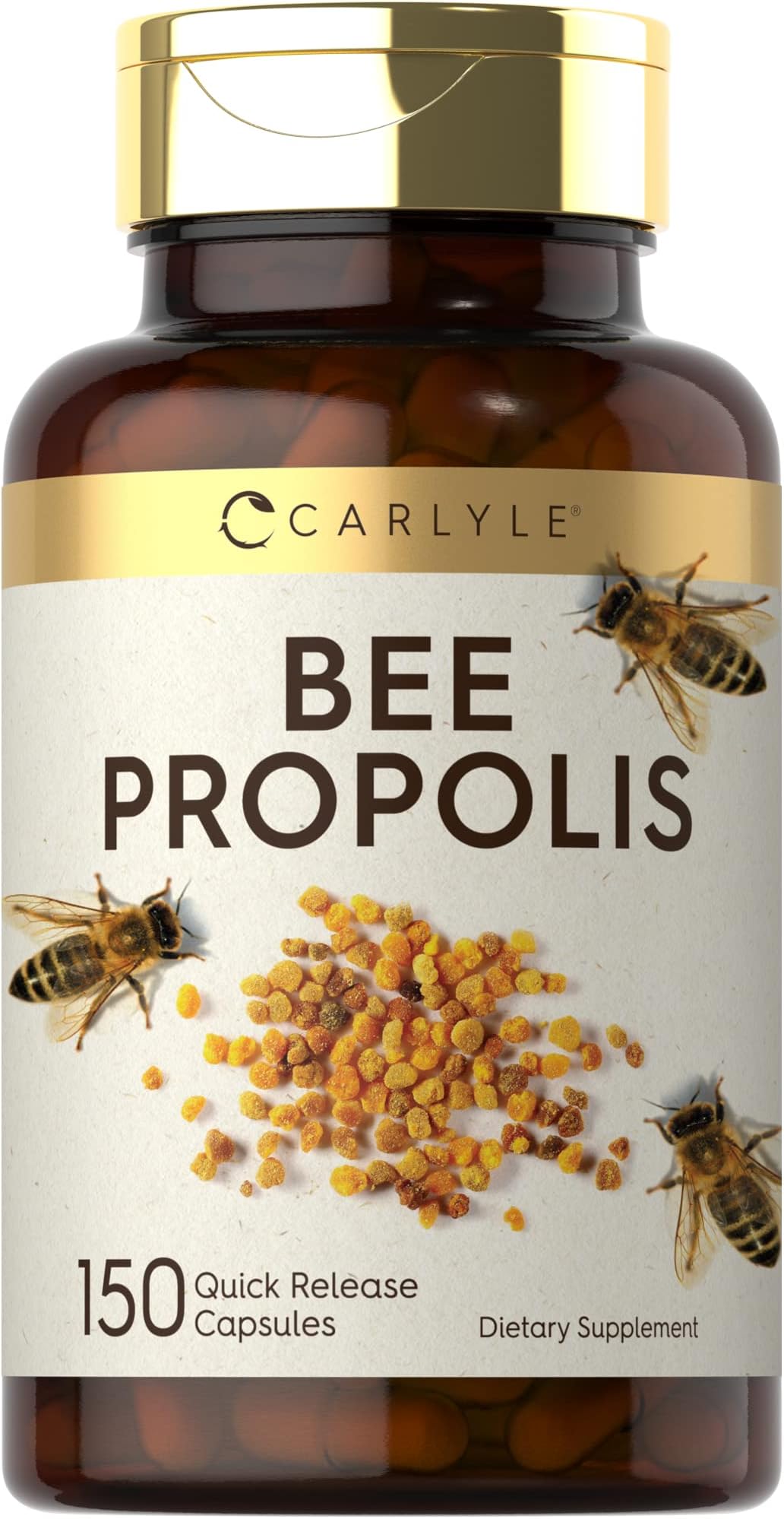 Bee Propolis Capsules | 150 Count | Extract Supplement | Non-GMO, Gluten Free