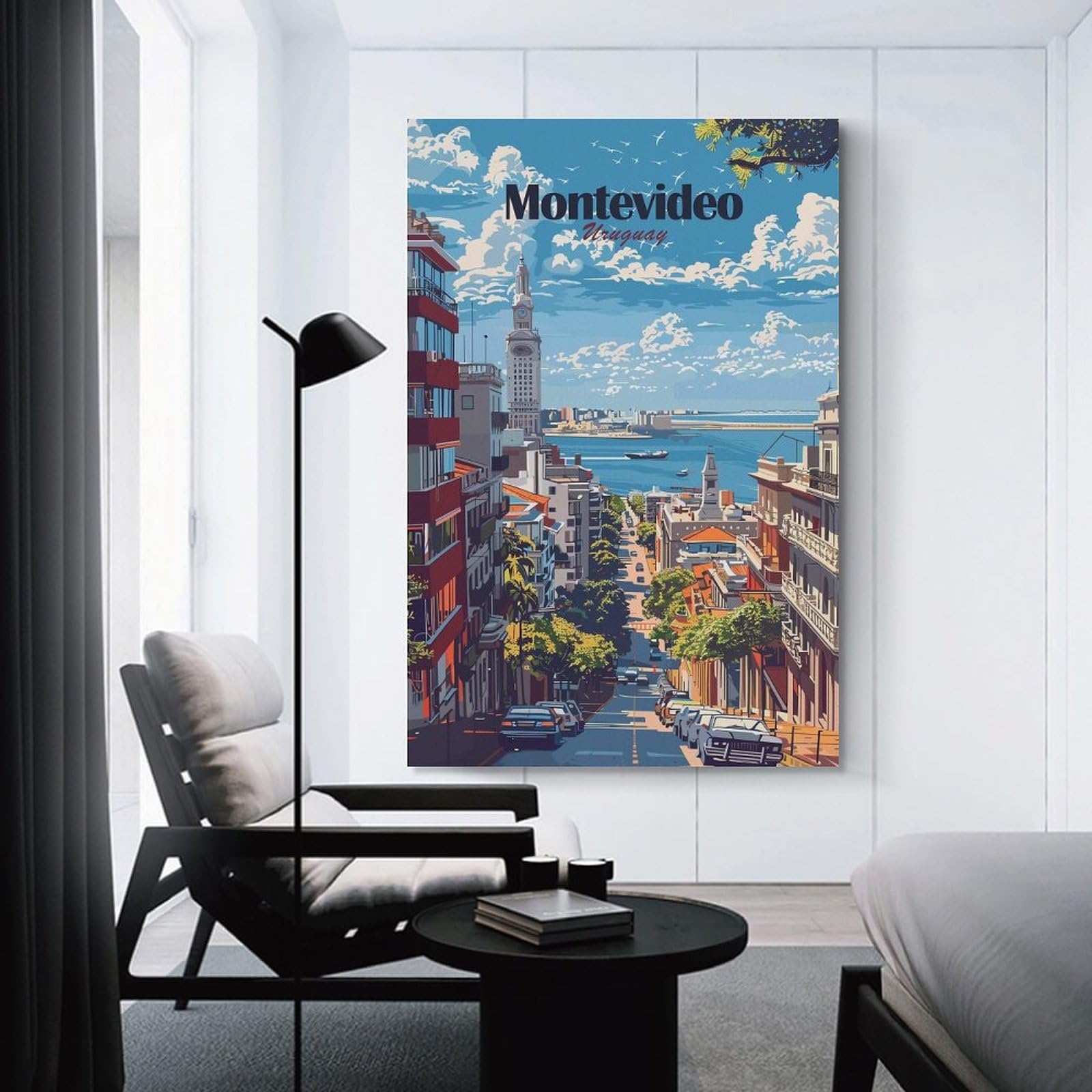 Junmoney Montevideo, Uruguay Cityscape Art Hanging Wall Art 08x12inch(20x30cm), for New Homes, Bedrooms Or Workspaces, Thoughtful Wall Decor for Art Lovers