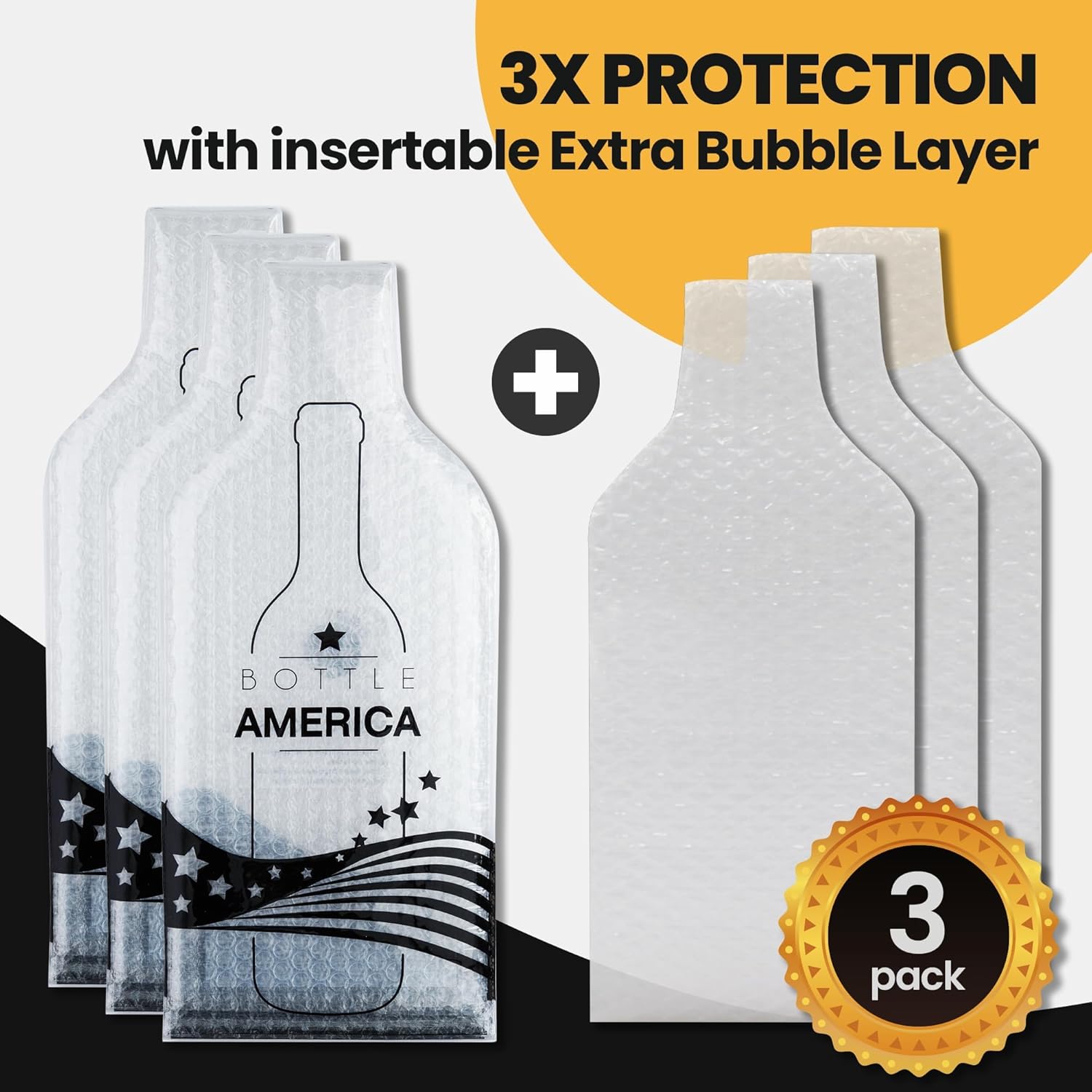 JIMMY THE FOX | Reusable Wine Bags for Travel | 3-Pack | Durable Triple-Layer Bottle Protector Sleeve | Leak-Proof & Impact-Resistant | Airplane & Cruise Luggage | Wine Lover Gifts - Bottle America - Image 5