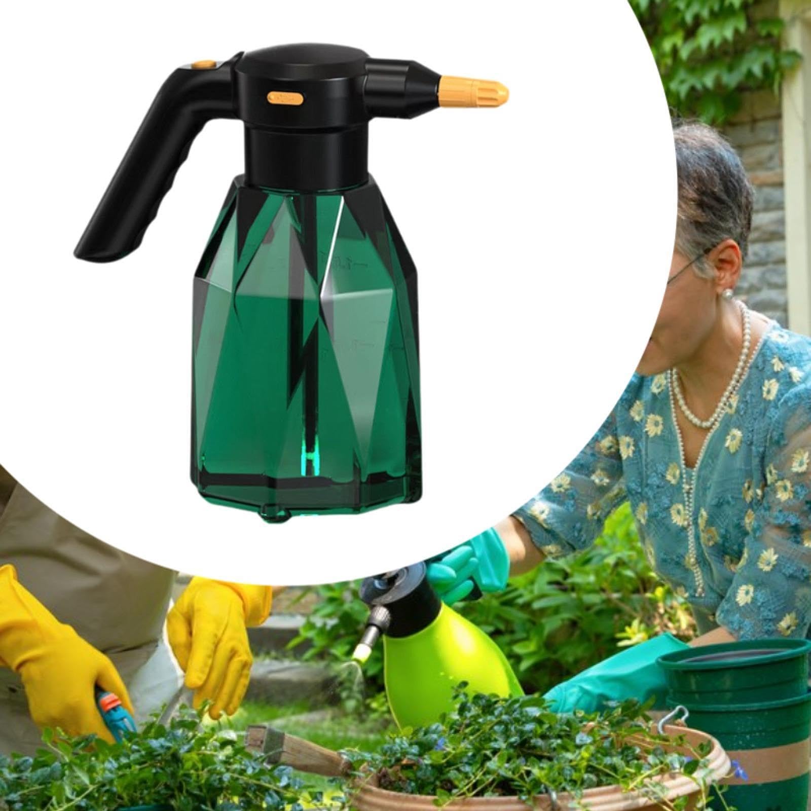 Pulvérisateur Électrique Mousse 2 litres Bouteille Vaporisation Plantes Arrosoir Automatique Pompe USB Approprié pour Nettoyage Maison, Vert