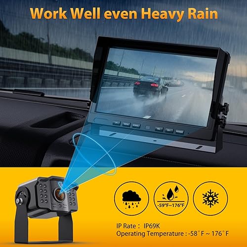 Miniatura 3 de Cámara de respaldo con monitor de botón táctil de 7 pulgadas, grabadora mejorada integrada para caravana, semicaja, camión, remolque, 4 pantallas