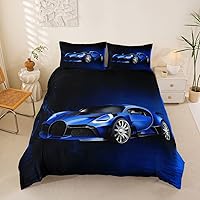 Vista 13 de Feelyou Juego de funda de edredón de coche deportivo, ropa de cama verde de carreras para niños y niñas, edredón de deportes extremos, velocidad
