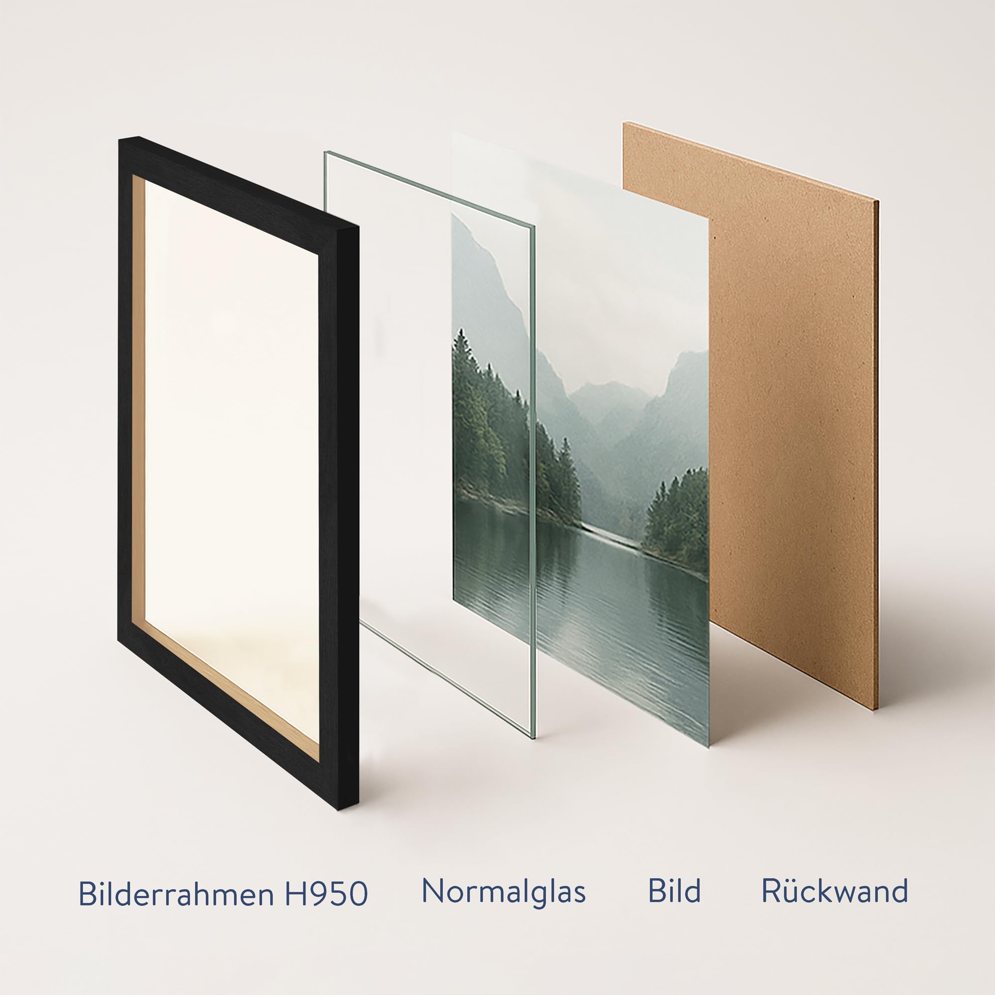 WANDStyle Bilderrahmen 30x90 Schwarz, moderner Bilderrahmen Holz 30x90 cm | Hochwertiger Holzbilderrahmen, Posterrahmen zum Aufhängen, Rahmen 90x30 cm, Fotorahmen H950 - Made in Germany