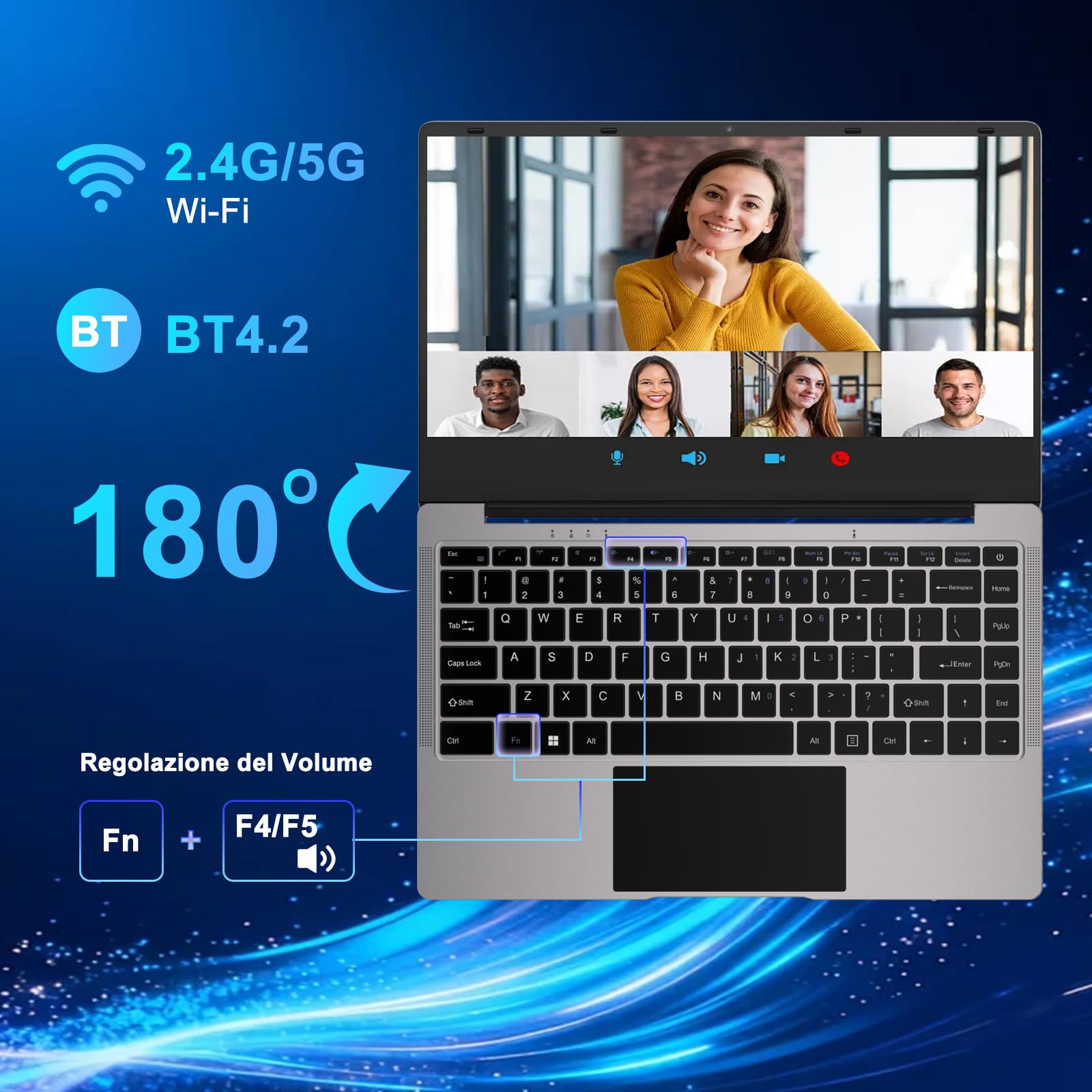 bvate 2026 PC Portatile 14 Pollici Laptop 8GB RAM 256GB SSD-Grigio | Processore Celeron Fino a 2.8GHz, Win11 con Mouse Wireless e Adesivi Tastiera Italiana