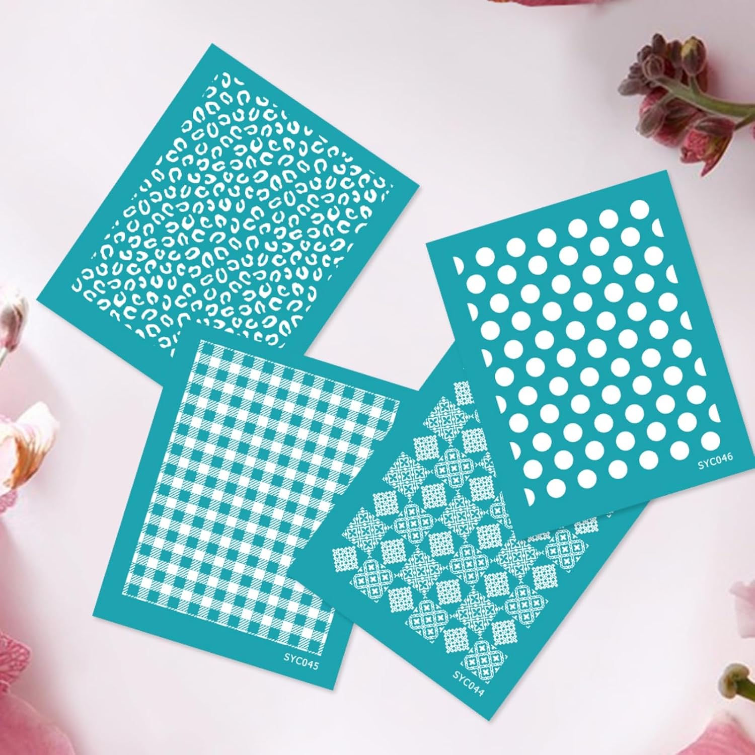 Briartw 4 Pattern Clay Silk Screen Stencil Set for Polymer Clay –Polka Dot & Plaid DIY Craft Templates (4.13x3.35 Inch / 10.5x8.5 cm) –for Polymer Jewelry,Earrings,Sculpting & Decorative Art