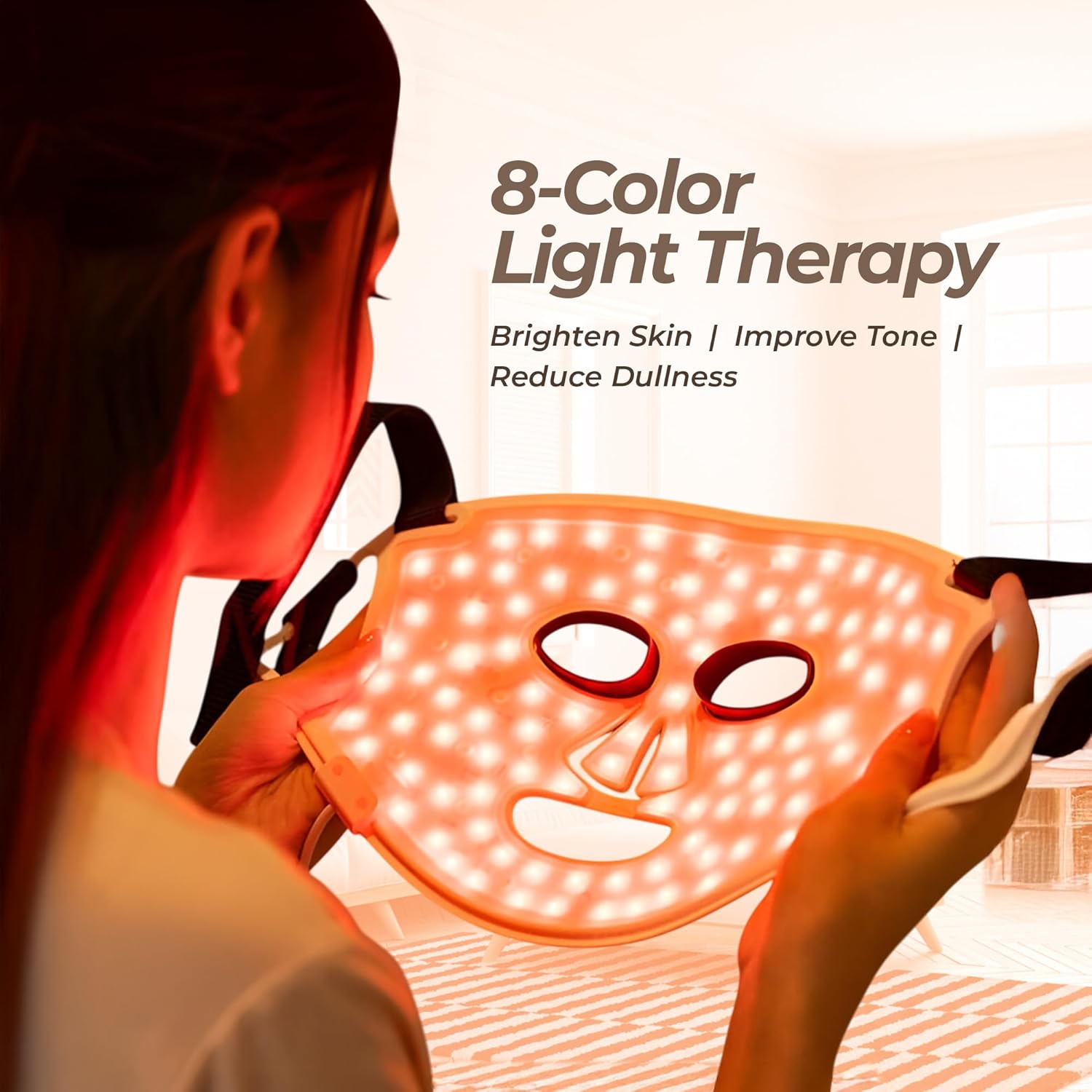 Anti-Aging Face Mask, Therapy Face Mask with 8-Color Light, Mask for Face with Eye Massager Set, Skin Radiance & Smooth Fine Lines, Spa-Quality Beauty Gift for Women & Men