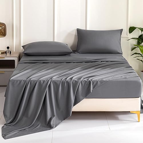 Miniatura 2 de Lavisun Paquete de 2 sábanas encimeras de tamaño matrimonial, sábanas planas de calidad de hotel, sábanas de microfibra cepillada, sábanas a granel