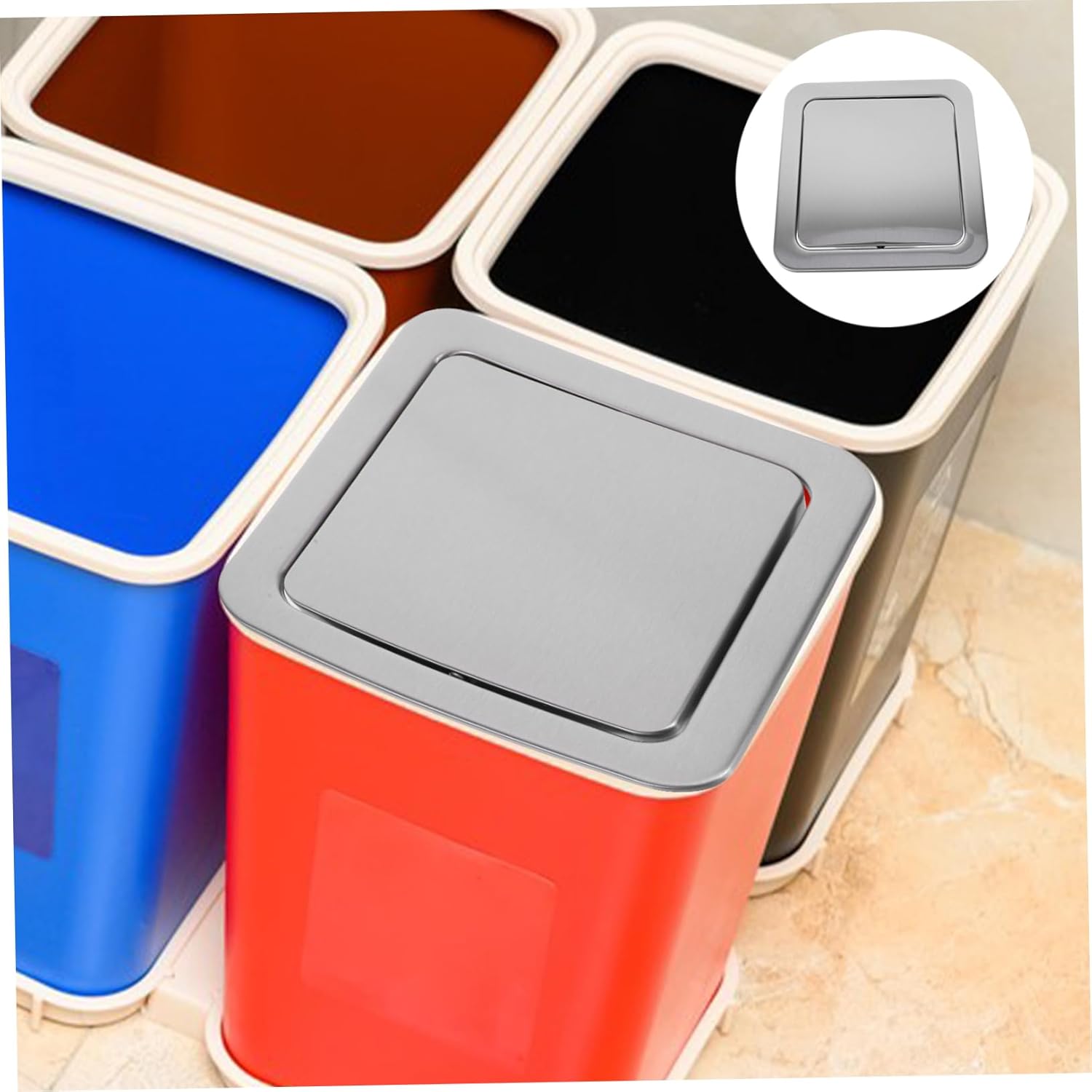 ABOOFAN Built Flap Trash Can Cover for Kitchen Recessed Counter Top Lid Easy Clean Surface Suitable for Restaurant Home Office