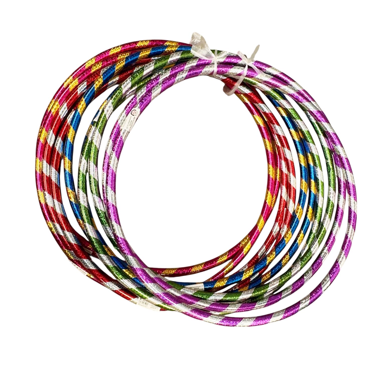 Fitness Hula Hoop For Adult - Glitter Stripy Multicolor Weight Loss Equipment Hoola Hoops Infinity Exercise Hoops Gym Workout (Small 45cm, Pack of 10)