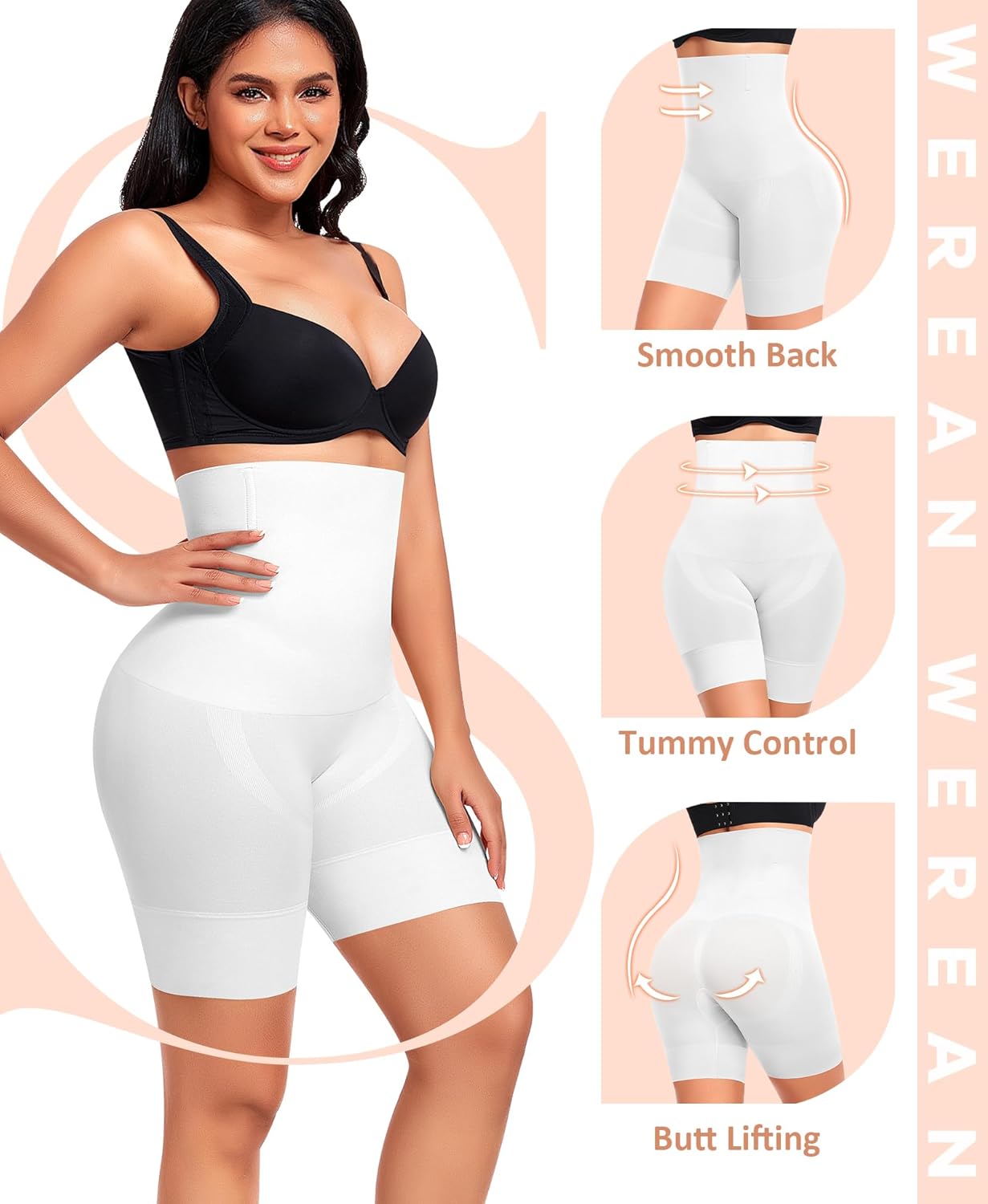 Werena Tummy Control Shapewear Shorts for Women Seamless High Waisted Body Shaper Shaping Underwear Girdle Panties - Image 4
