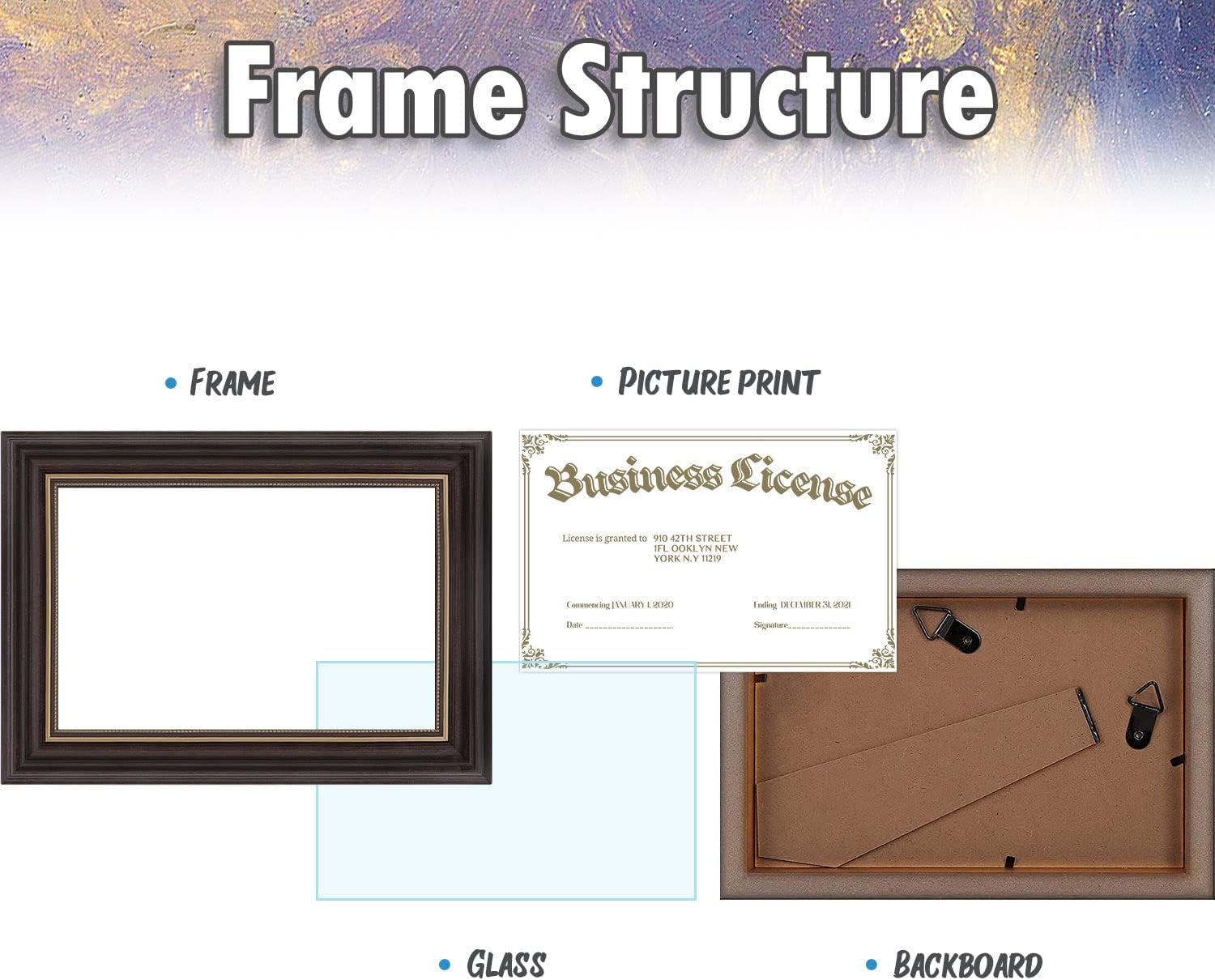 AUEAR 5.5x8.5 Document Frame,Real Glass,Dark Brown
