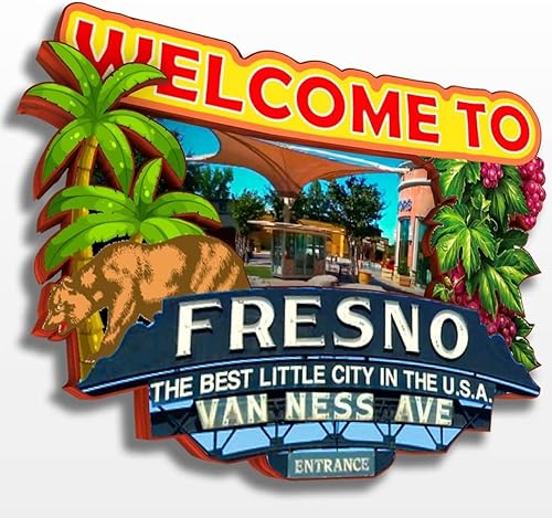 Fresno California USA America - Imán para nevera de madera, colección 3D, hecho a mano, viajes, ciudad, recuerdos, refrigerador, decoración del Fresno California USA America - Imán para nevera de madera, colección 3D, hecho a mano, viajes, ciudad, recuerdos, refrigerador, decoración del