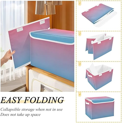 Miniatura 46 de GAIGEO Pink Blue Gradient Fabric Bins, Large Capacity Stackable Storage, Closet Organizers and Storage