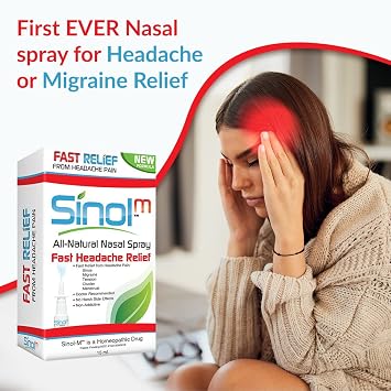 Sinol Headache Relief Spray, Over-The-Counter Medication Nose Spray for Migraine Cluster Tension, Sinus Relief & Nasal Decongestants, 15 ml (Pack of 3) Hangover