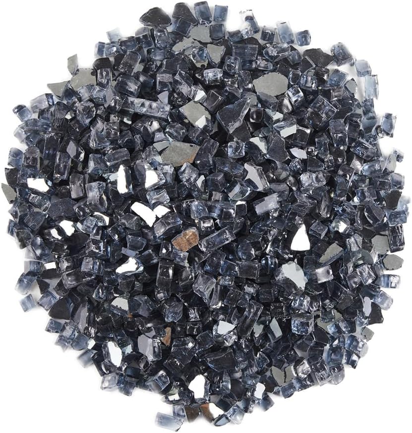 COSTAELM Fire Glass Hampshire 1/2 Inch 10 Pounds Tempered Fireplace Glass Rocks for Propane Fire Pit or Natural, Gray Reflective