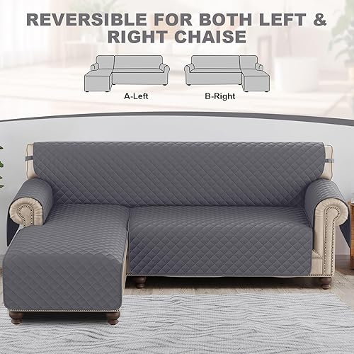 Miniatura 8 de cjc Funda impermeable de doble cara para sofá en forma de L, funda para sofá seccional, funda de sofá reversible, funda protectora de muebles para