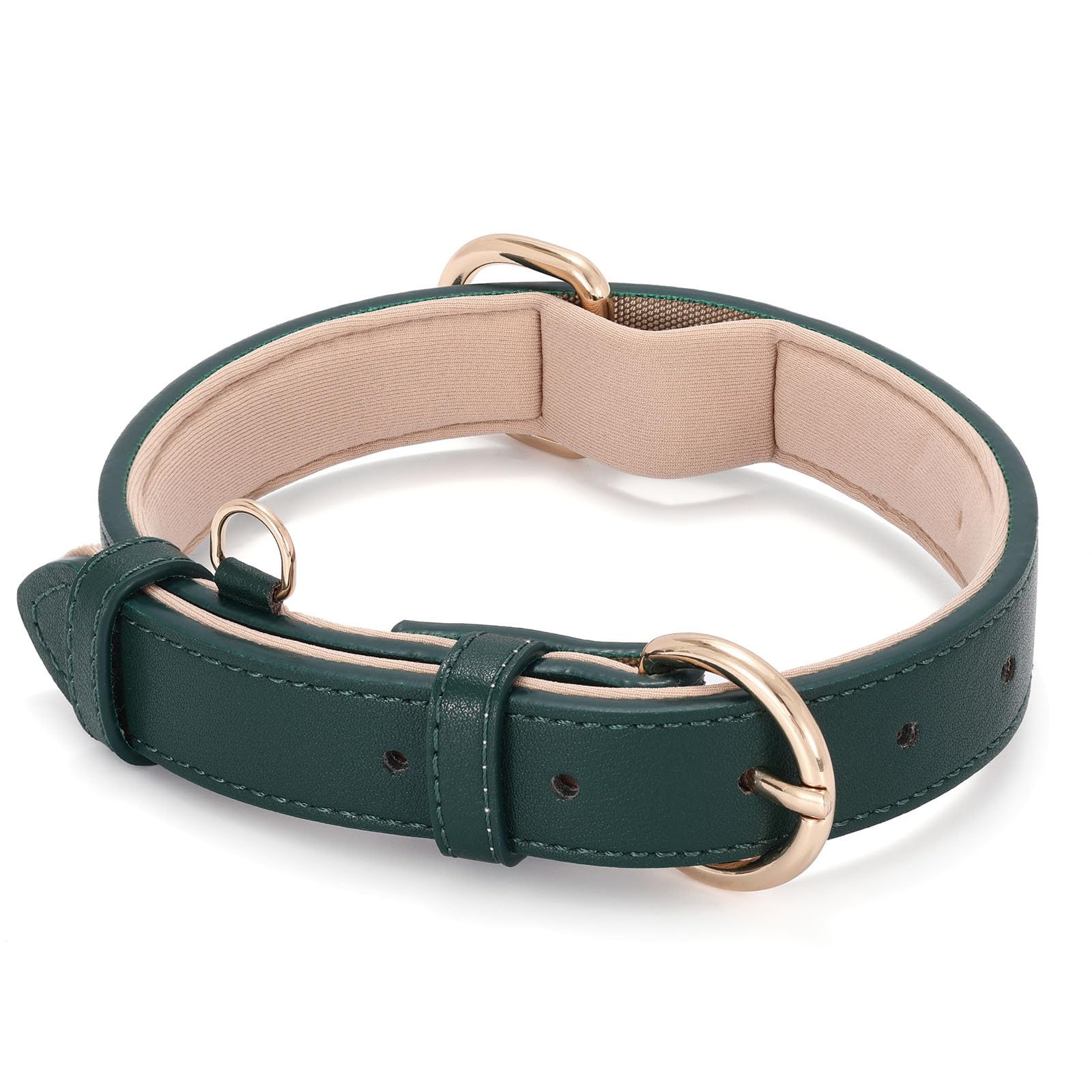 WHIPPY Leather Dog Collar for Small Medium Large Dog Soft Breathable Adjustable Leather Padded Puppy Collar Heavy Duty Waterproof Dog Pet Collar Metal Buckle