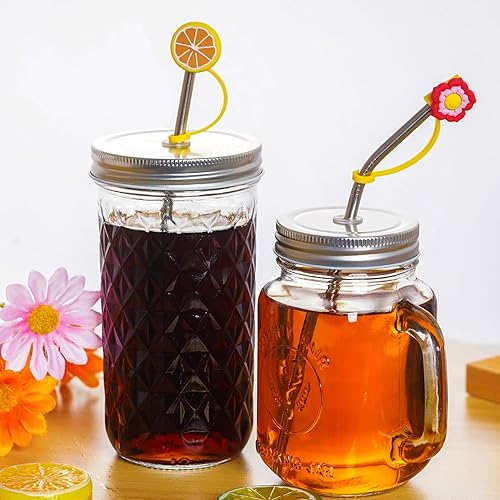 Miniatura 6 de 12 tapas de silicona para pajillas, tapas reutilizables para pajillas, tapones para popotes a prueba de polvo, cubierta protectora de popote suave