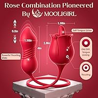 Vista 15 de Consolador vibrador juguetes sexuales para mujeres, juguete sexual MOOLIGIRL Rose con vibradores de punto G de empuje y 10 modos de succión
