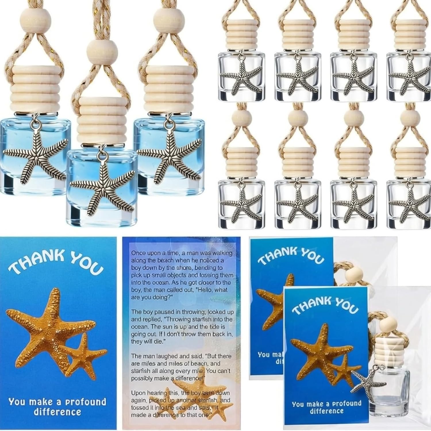 Qinyoung 30 Pack Empty Car Diffuser Bottles with Evil Eye Pendant Hanging
