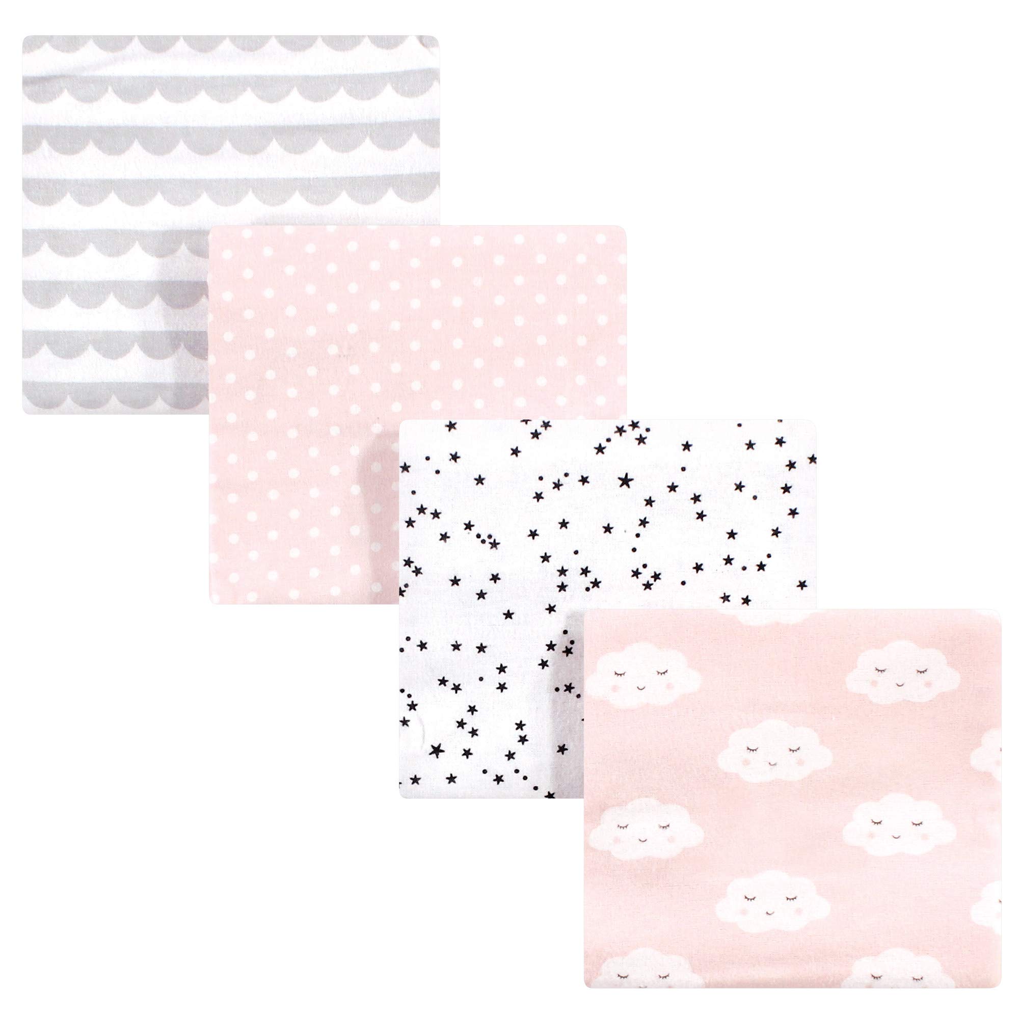 Hudson Baby Unisex Baby Cotton Flannel Receiving Blankets, Pink Clouds, One Size