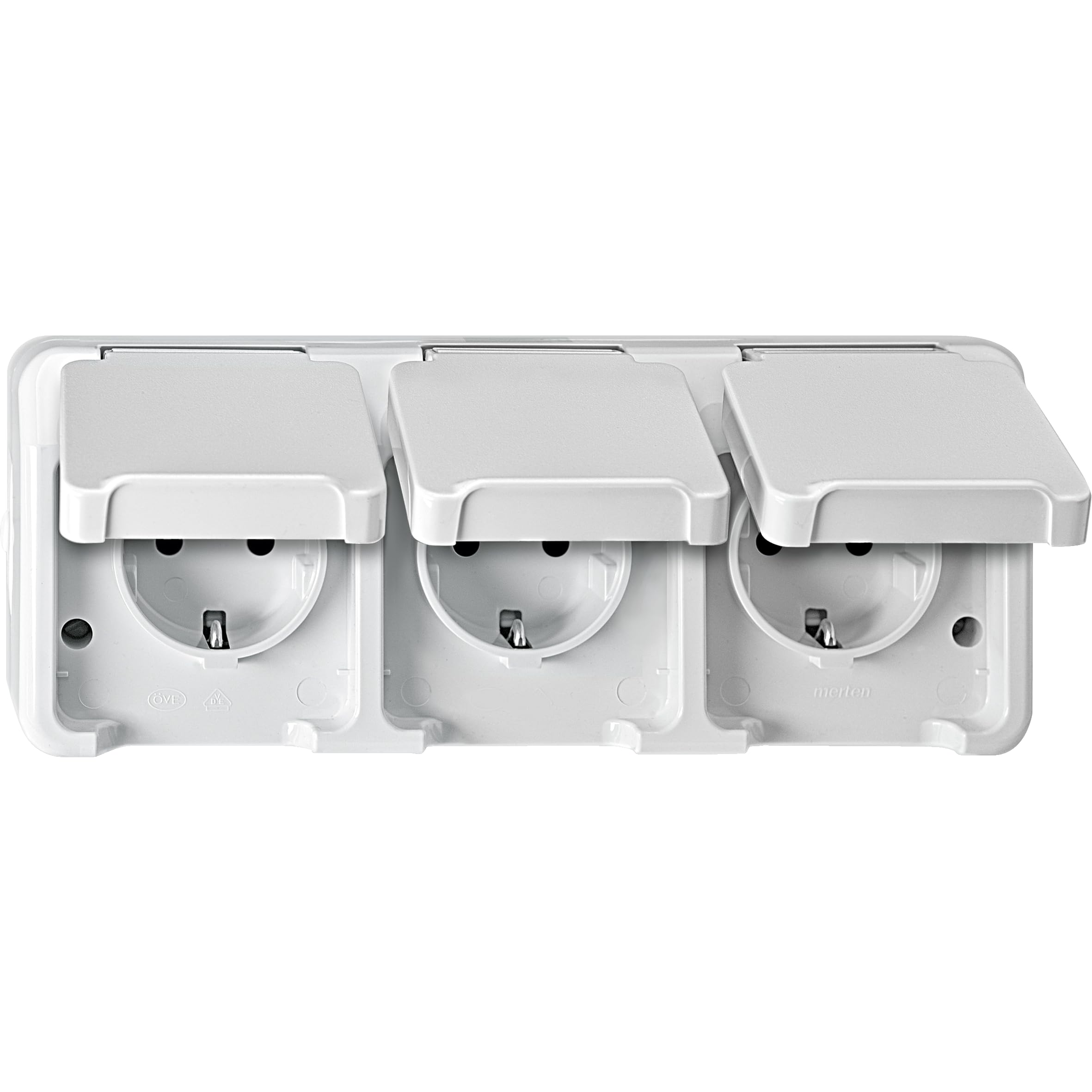 Merten Aquastar MEG2390 8019 - Presa tripla SCHUKO orizzontale, Surround, BRS, bianco polare