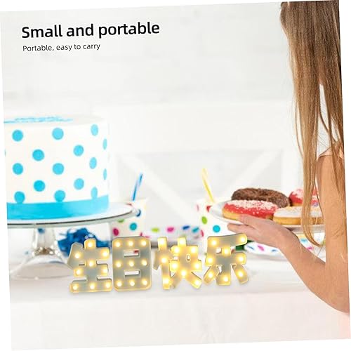 Miniatura 5 de Centro de mesa de luz de fiesta decoración de pared 1 juego de feliz cumpleaños LED de PVC luz de noche carta decoración decoración escritorio Topper