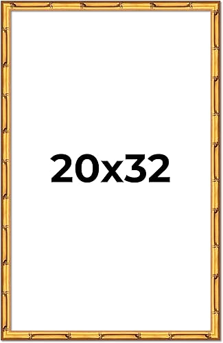 Miniatura 10 de Marco de madera maciza de bambú dorado de 20 x 36 pulgadas de ancho de 1 pulgada  Profundidad del marco interior de 0.75 pulgadas  Marco de fotos de