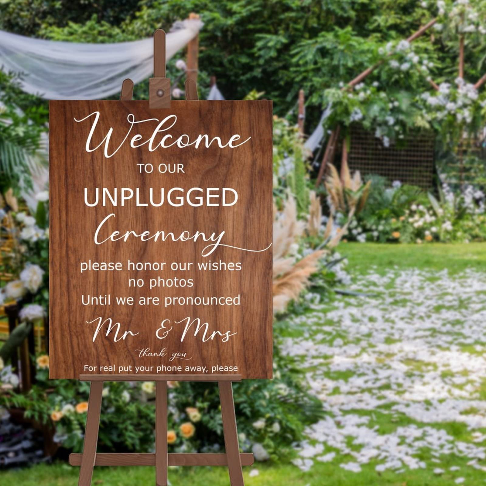 Panneau de cérémonie débranché en bois décoration mariage rustique moderne chic 50x40