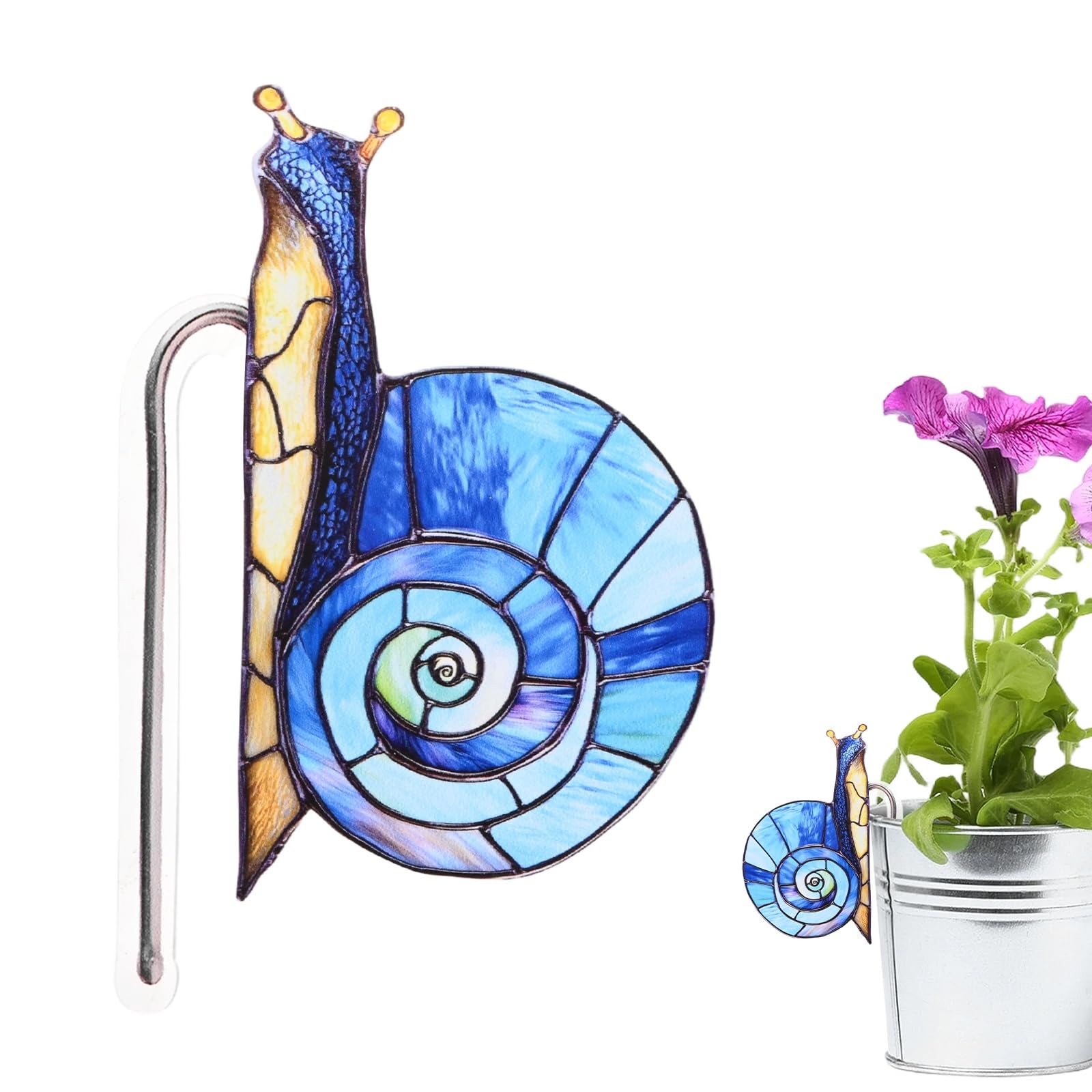 M METERXITY 1-Pack Snail Acrylic Stakes 4.7 Inch Bird Garden Decoration Ornament Potted Plant Decorative Signs for Flower Pot/Planter/Yard/Patio/Outdoor/Indoor[Snail 2]