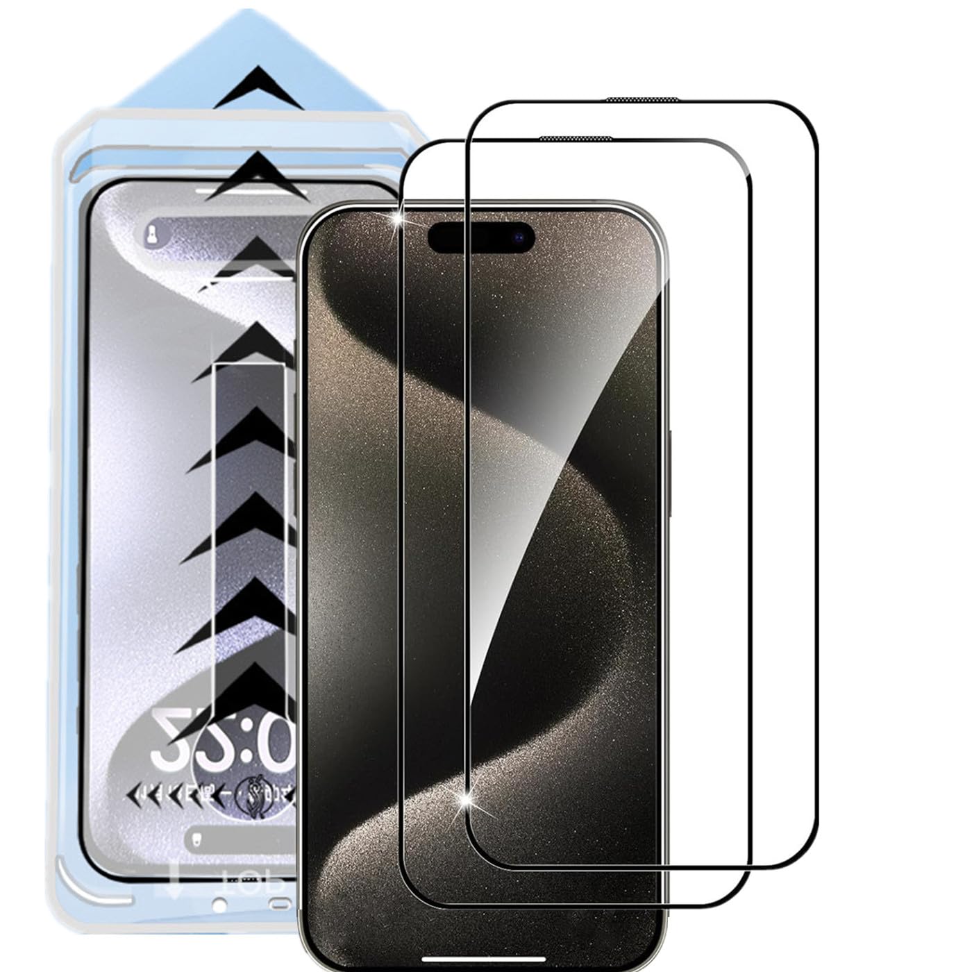 iPhone15 128GB　フィルム貼り付け済み 保護ガラスフィルム iphone15 iphone14 ガイド枠つき 貼り付け