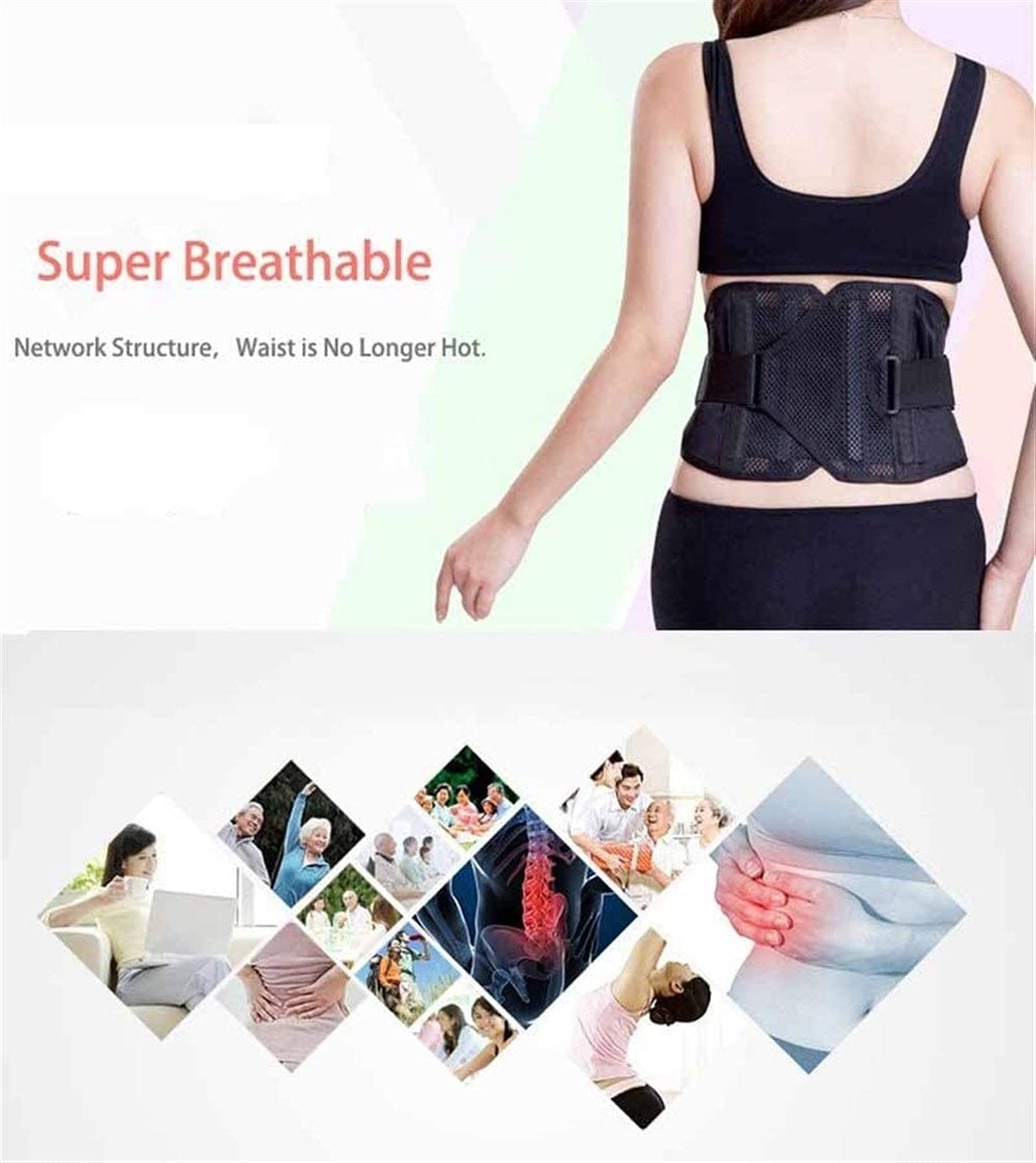 Cinturón de Soporte Lumbar, Correas de Soporte Ajustables, Faja Lumbar, protección térmica, Alivio del Dolor, Soporte Lumbar