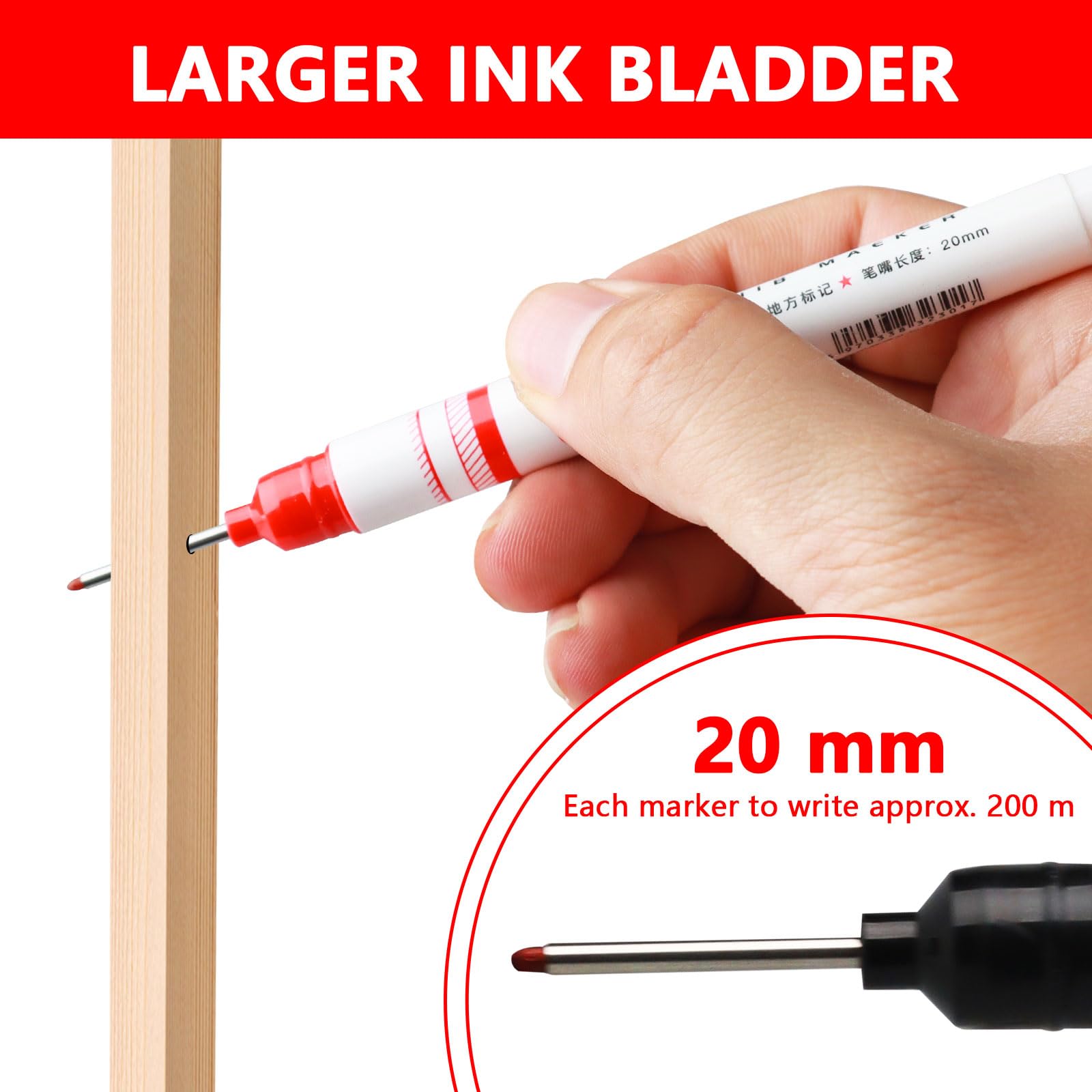 AOZUO Tiefenloch-Markierungsstifte - Langspitzige Bohrlochmarker 10/20 Stück Set