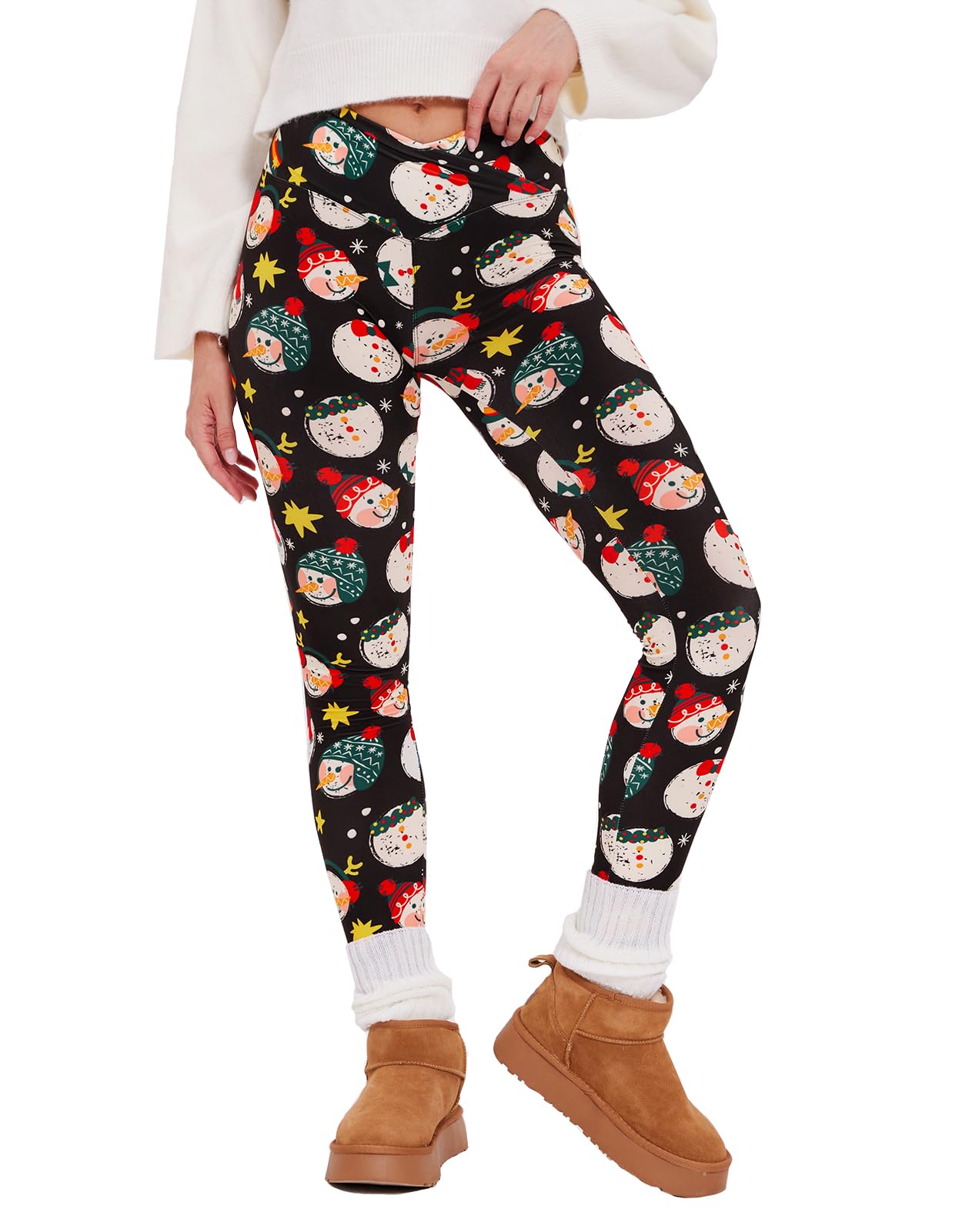 sissycos Women's Christmas Halloween Crossover Leggings High Waisted