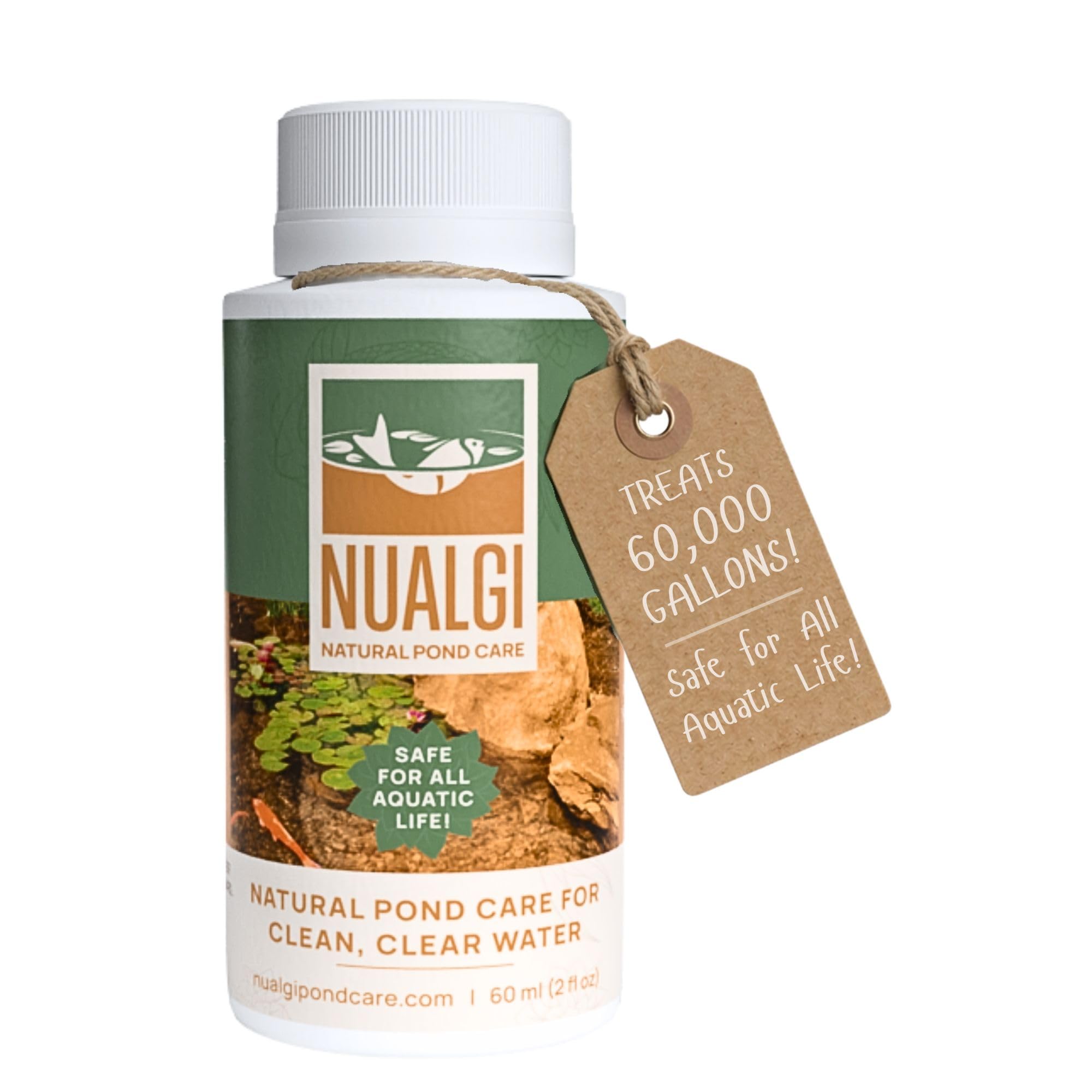 Detergente naturale per laghetti, 60 ml, chiarificatore per laghetti di pesci, sicuro per tutta la vita acquatica, incluso Koi, chiarificatore per acqua per laghetti, tratta fino a