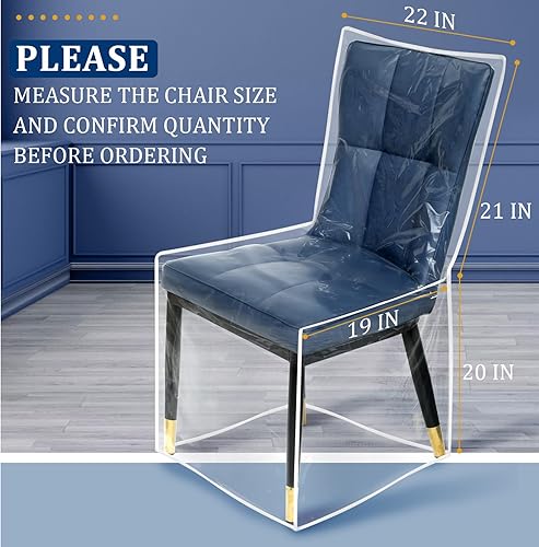 Miniatura 3 de Paquete de 2 fundas de plástico para sillas de comedor de tamaño completo, protectores de asiento de PVC transparente para comedor, fundas