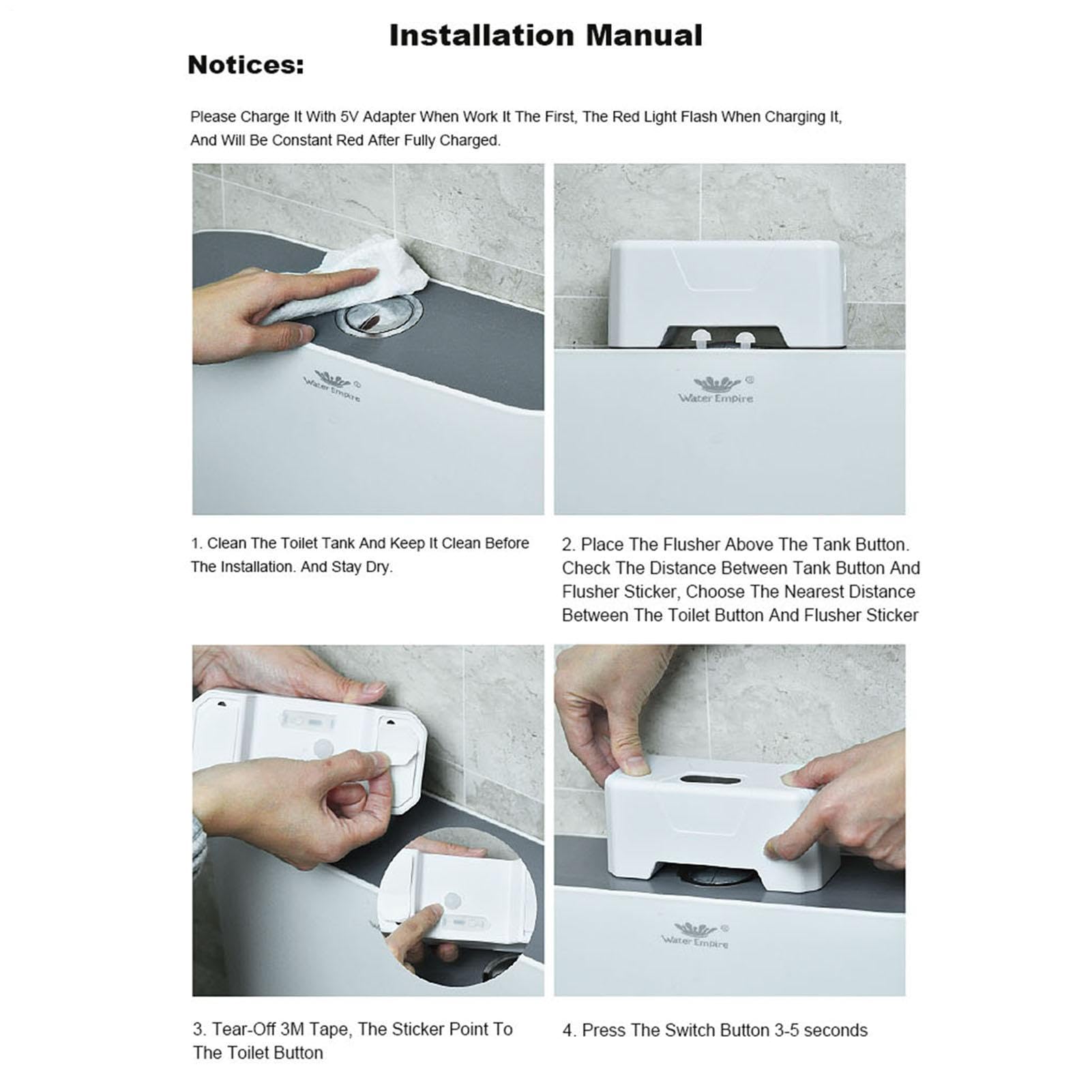 Kit de chasse d'eau automatique sans contact infrarouge avec détecteur de mouvement intelligent avec batterie de 1800 mAh, fixation automatique externe pour salles de bains modernes | Mise à niveau de