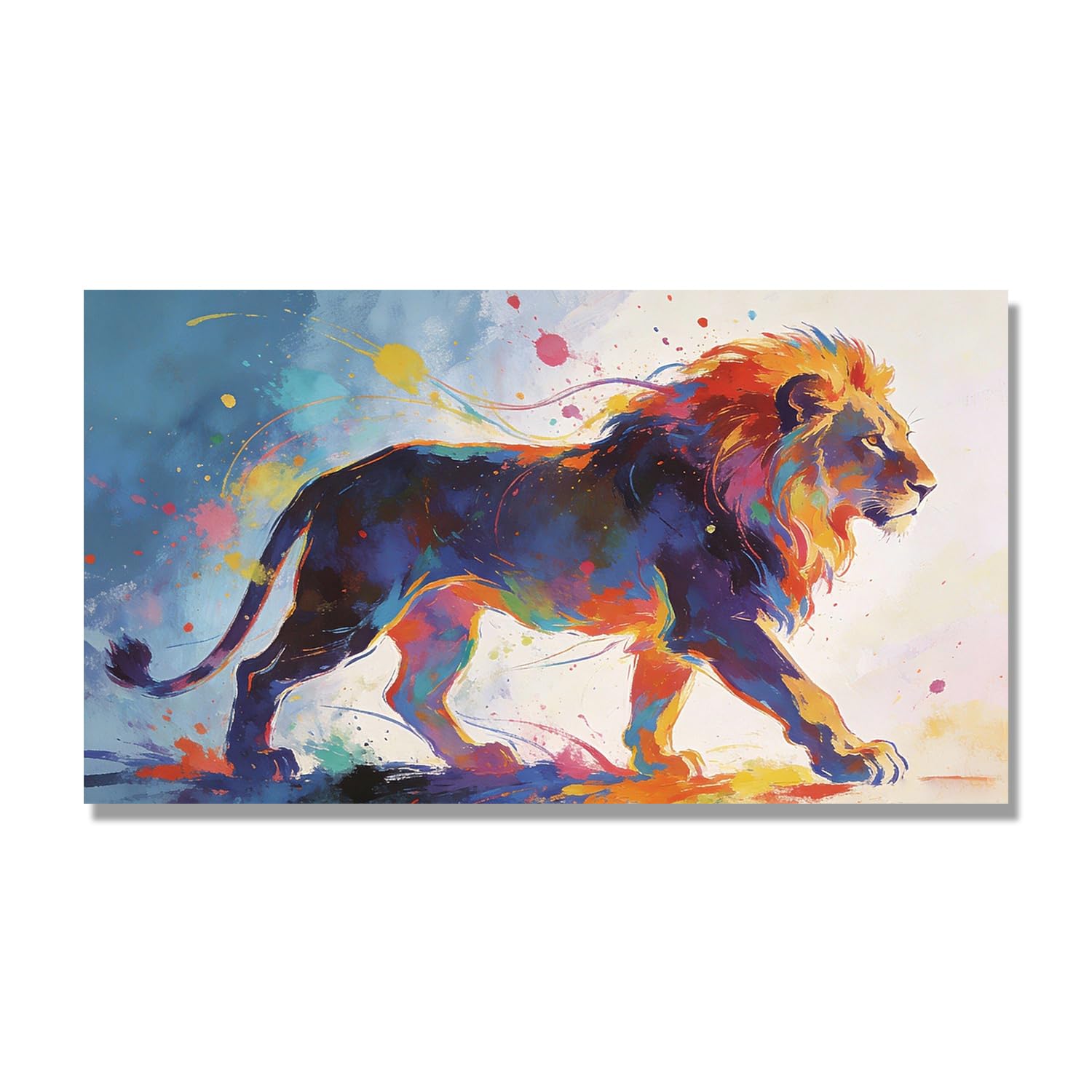 Tableau lion abstrait NHLDZYH coloré 30x54cm décoration salon