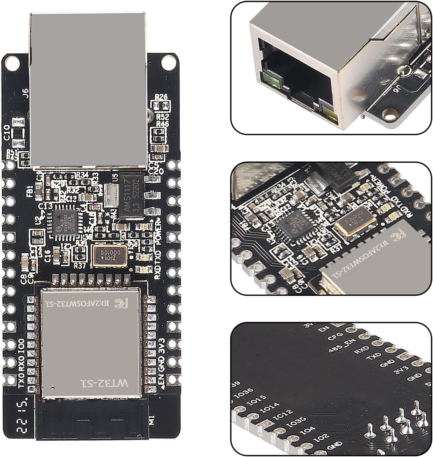 2 Pack WT32-ETH01 ESP32 Module Ethernet WiFi Bluetooth Development Board WT32-ETH01 Embedded Serial Port to Ethernet Converter Serial to WiFi&Bluetooth MCU Module