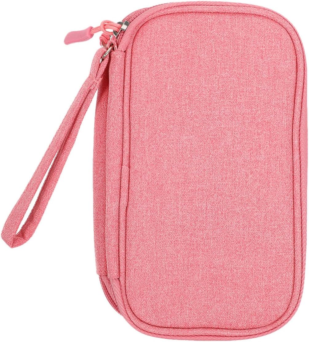 Electronics Polyester Storage Double Bag Accessories Organizer Pink