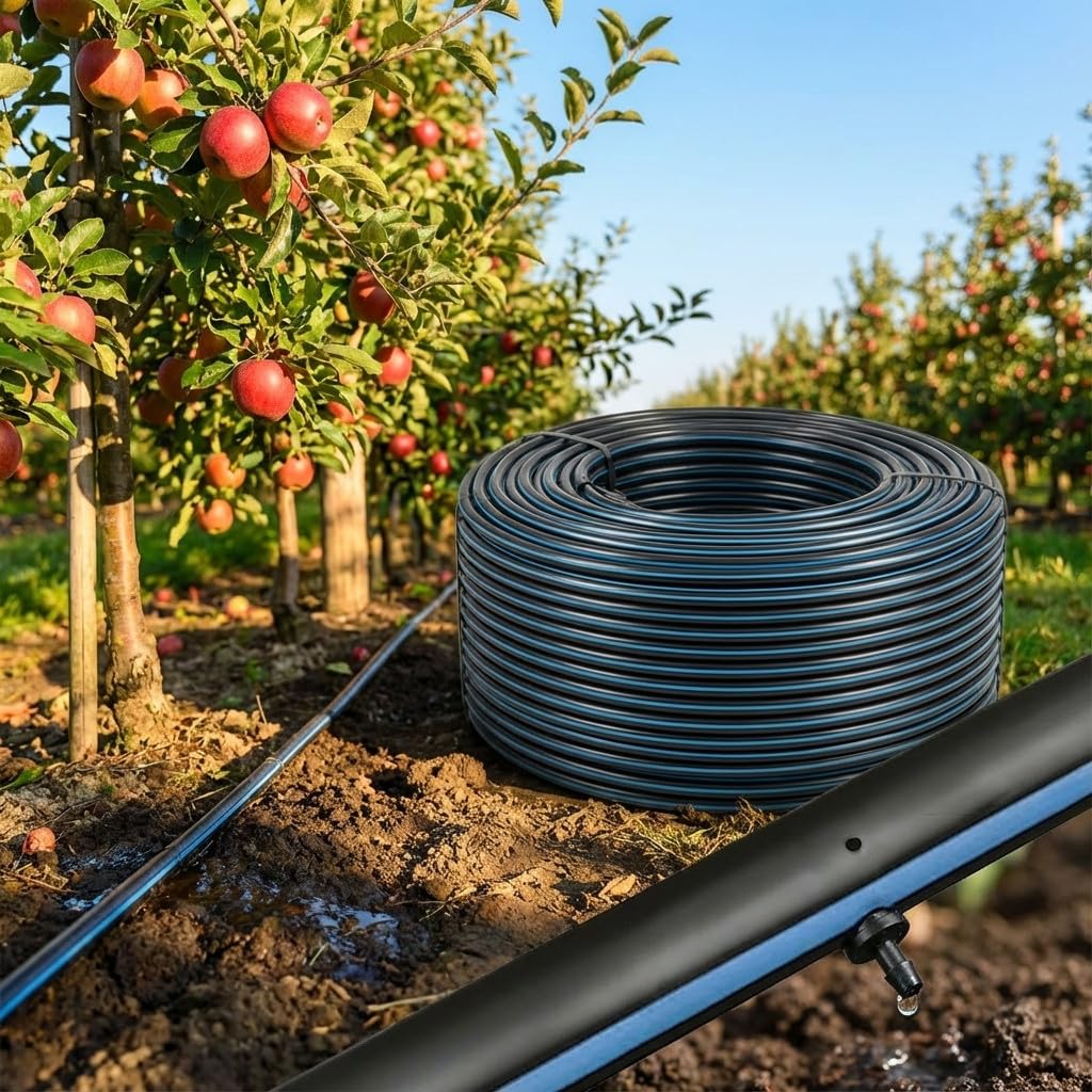 Suinga Tubo di Irrigazione a Goccia 16 mm | Gocciolatori Autocompensanti Ogni 75 cm | Rotolo da 400 Metri Nero