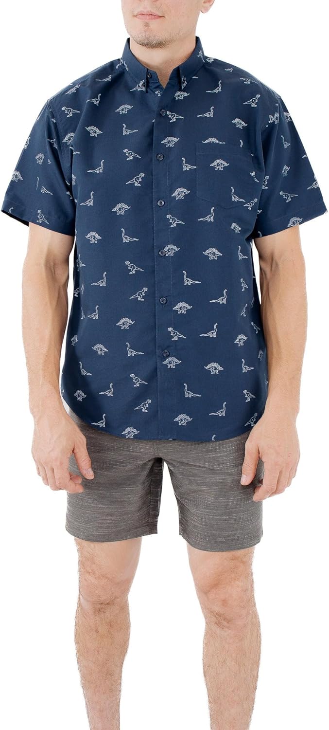 Men’s Short Sleeve Button Down Novelty Print Shirts – Casual Collared Summer Vacation Shirts for Men – Big & Tall Sizes S–4XL - Image 2