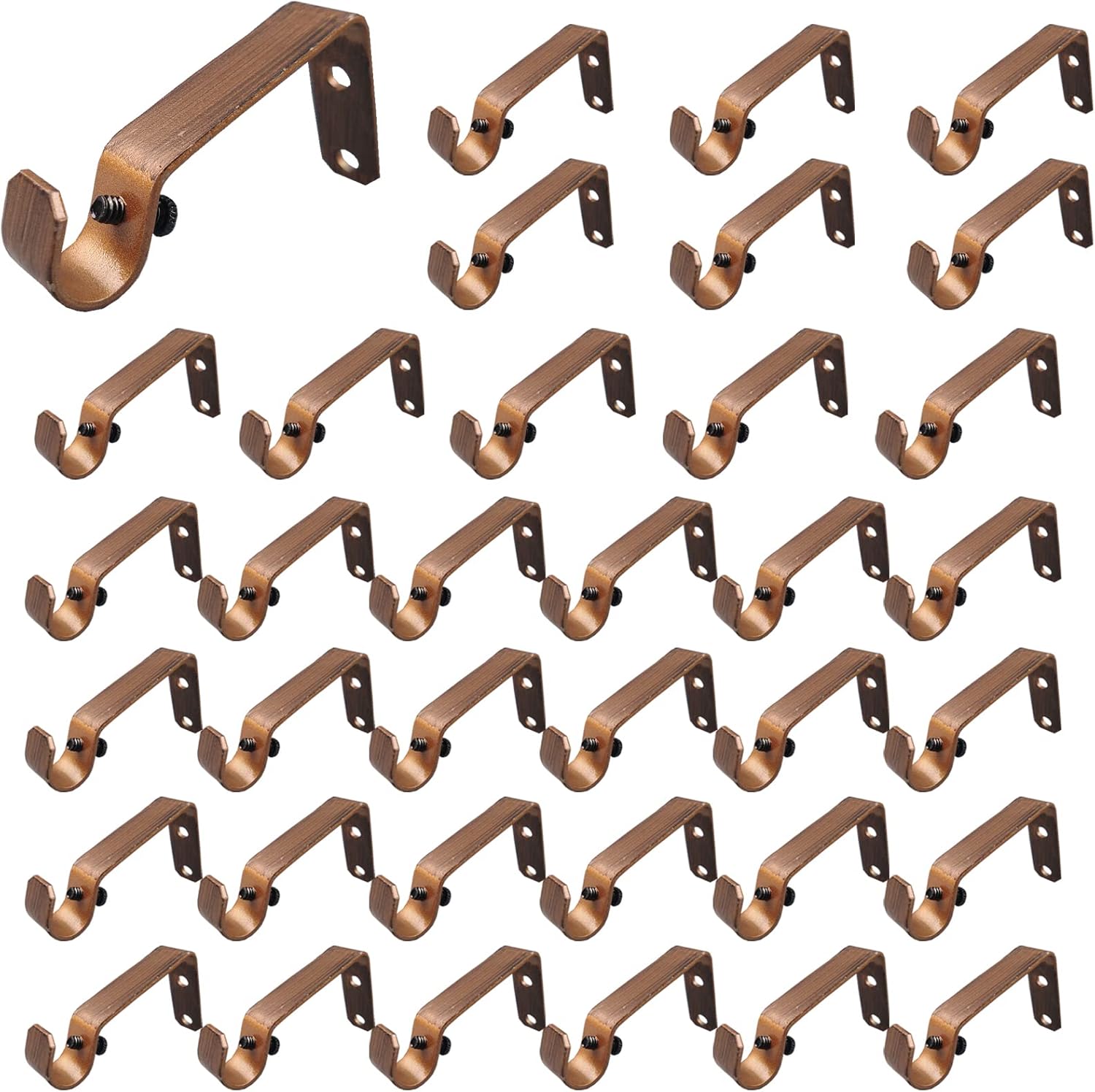Single Curtain Rod Brackets,Fits up to 1/2 inch Rods, Single Rod Bracket for Wall,Set of 36,Bronze